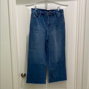 Style & Co. Wide Leg Women's Jeans in Medium Blue frayed bottom legs size 12